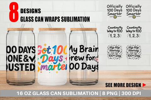 Glass Can Doodle Marker 100 Days of School Sublimation artnoy 