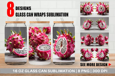 Glass Can Dragon Fruit Sublimation artnoy 
