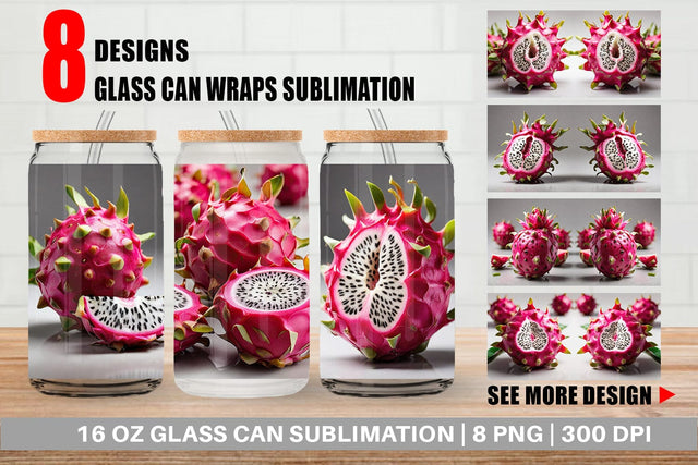 Glass Can Dragon Fruit Sublimation artnoy 