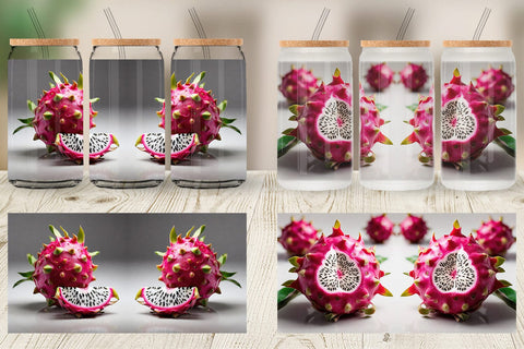 Glass Can Dragon Fruit Sublimation artnoy 