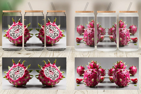 Glass Can Dragon Fruit Sublimation artnoy 