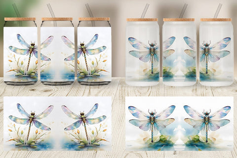 Glass Can Dragonfly Summer Sublimation artnoy 