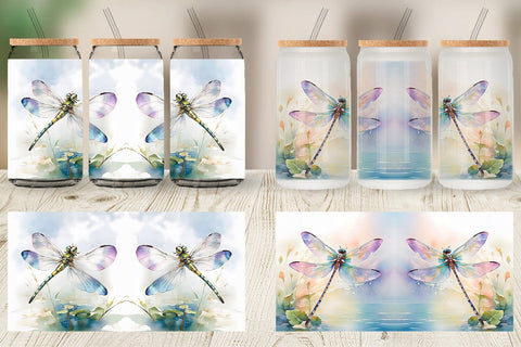 Glass Can Dragonfly Summer Sublimation artnoy 