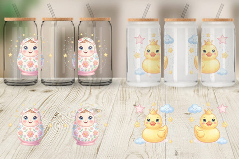 Glass Can Dreamy Floating Toybox Watercolor Sublimation artnoy 