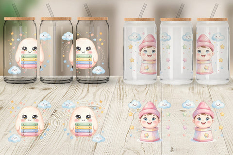 Glass Can Dreamy Floating Toybox Watercolor Sublimation artnoy 