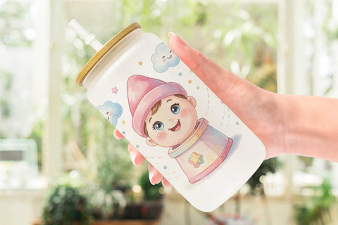 Glass Can Dreamy Floating Toybox Watercolor Sublimation artnoy 