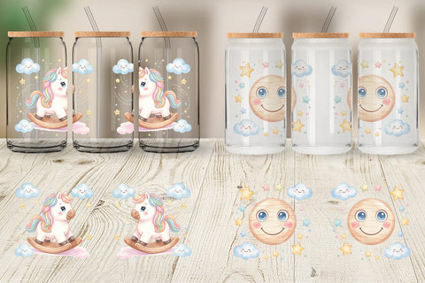 Glass Can Dreamy Floating Toybox Watercolor Sublimation artnoy 