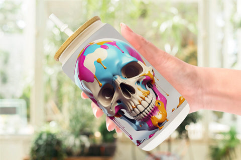 Glass Can Dripping Skull Sublimation artnoy 
