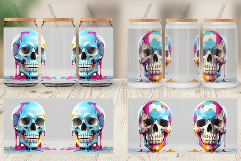 Glass Can Dripping Skull Sublimation artnoy 