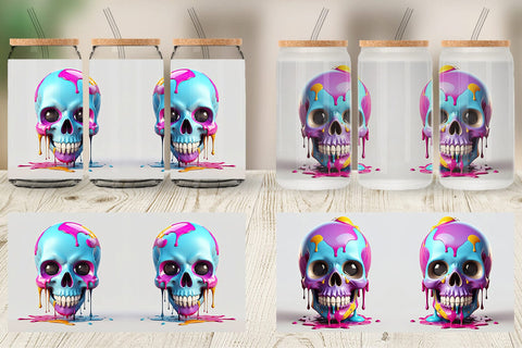 Glass Can Dripping Skull Sublimation artnoy 