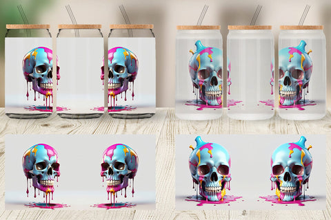 Glass Can Dripping Skull Sublimation artnoy 