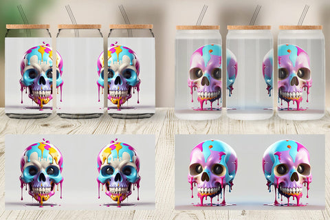 Glass Can Dripping Skull Sublimation artnoy 