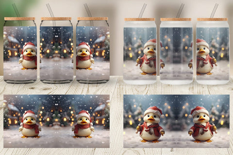 Glass Can Duck Christmas Sublimation artnoy 
