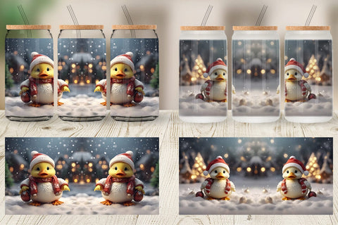 Glass Can Duck Christmas Sublimation artnoy 