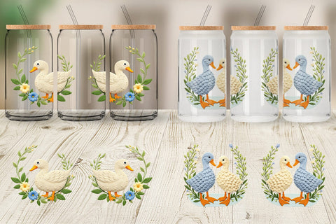 Glass Can Duck Embroidery Sublimation artnoy 
