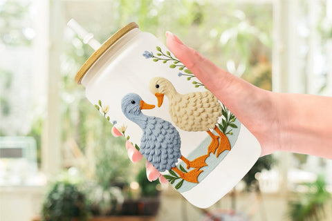 Glass Can Duck Embroidery Sublimation artnoy 