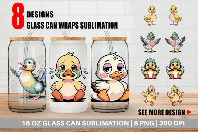 Glass Can Duck Mood Sublimation artnoy 