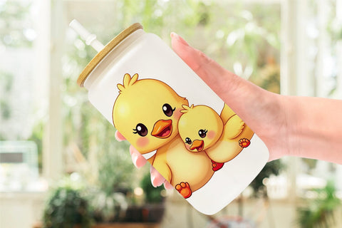Glass Can Duck Mother's Day Sublimation artnoy 