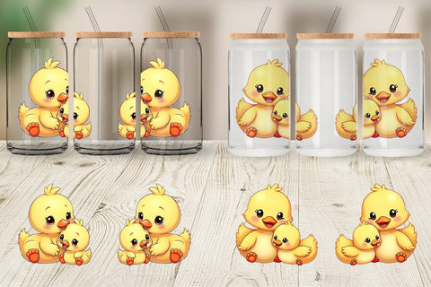 Glass Can Duck Mother's Day Sublimation artnoy 