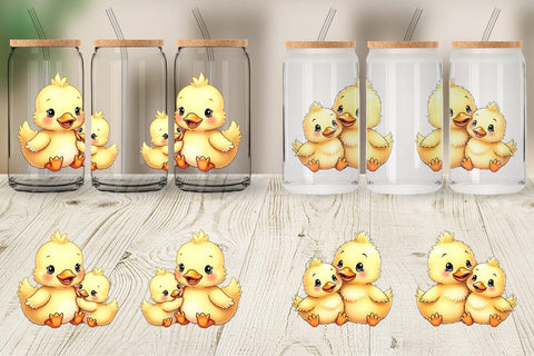 Glass Can Duck Mother's Day Sublimation artnoy 
