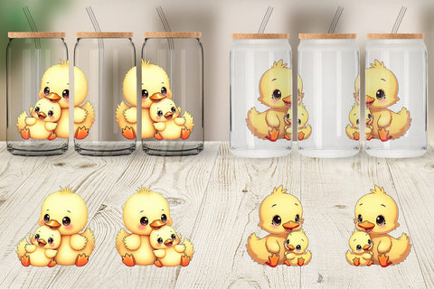 Glass Can Duck Mother's Day Sublimation artnoy 