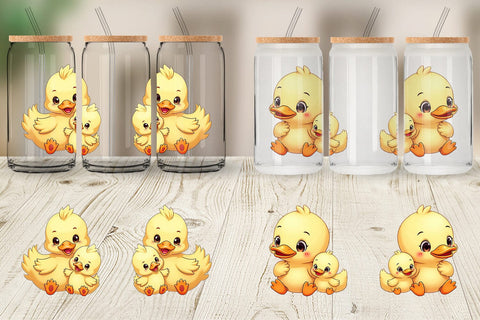 Glass Can Duck Mother's Day Sublimation artnoy 