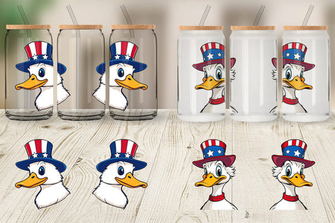 Glass Can Duck Patriotic Sublimation artnoy 