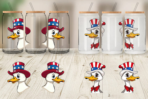 Glass Can Duck Patriotic Sublimation artnoy 