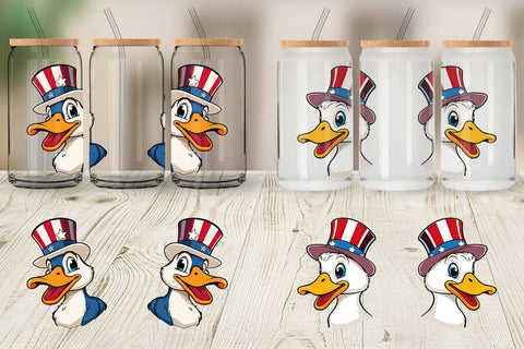 Glass Can Duck Patriotic Sublimation artnoy 