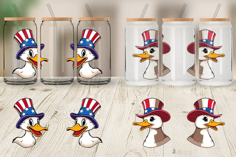 Glass Can Duck Patriotic Sublimation artnoy 