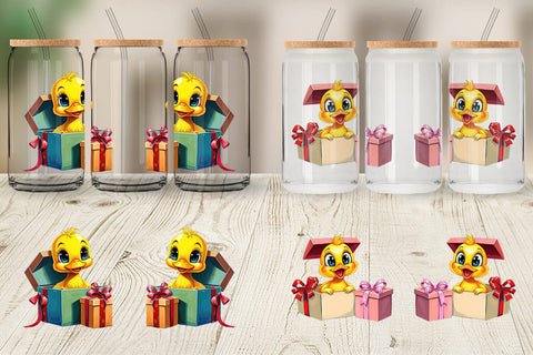 Glass Can Duckling Gift Sublimation artnoy 