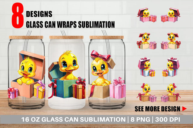 Glass Can Duckling Gift Sublimation artnoy 