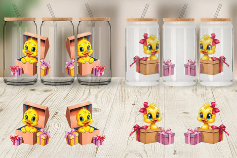 Glass Can Duckling Gift Sublimation artnoy 