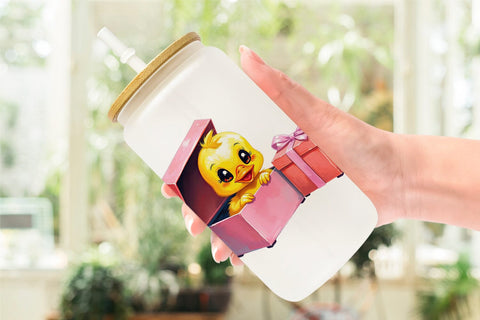 Glass Can Duckling Gift Sublimation artnoy 