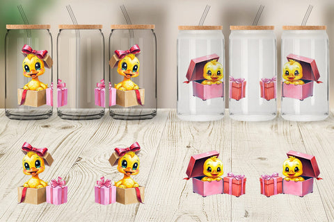 Glass Can Duckling Gift Sublimation artnoy 