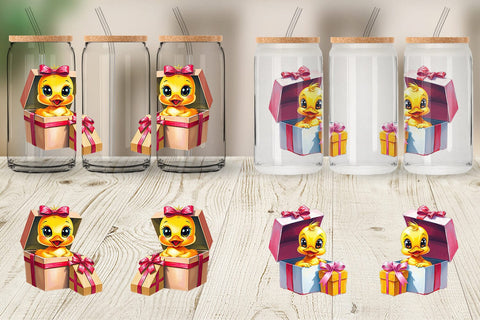 Glass Can Duckling Gift Sublimation artnoy 