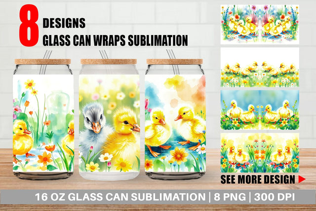 Glass Can Ducklings in Spring Sublimation artnoy 