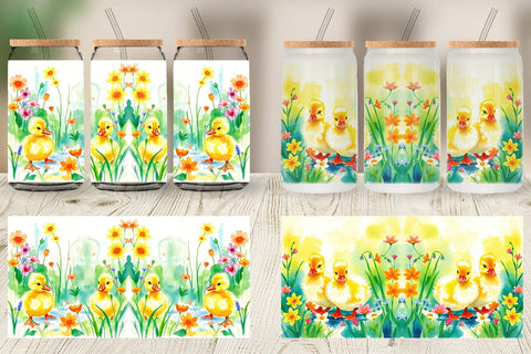 Glass Can Ducklings in Spring Sublimation artnoy 