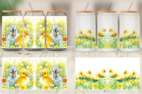 Glass Can Ducklings in Spring Sublimation artnoy 