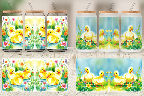 Glass Can Ducklings in Spring Sublimation artnoy 