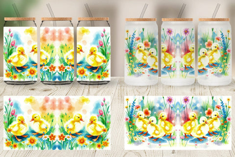 Glass Can Ducklings in Spring Sublimation artnoy 
