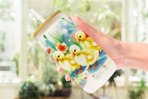Glass Can Ducklings in Spring Sublimation artnoy 