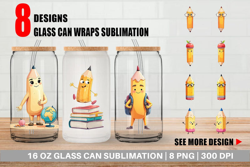 Glass Can Eager Pencil Sublimation artnoy 