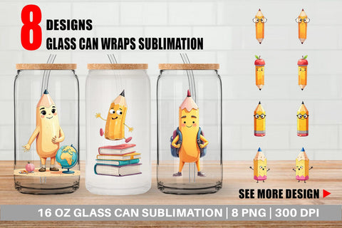 Glass Can Eager Pencil Sublimation artnoy 