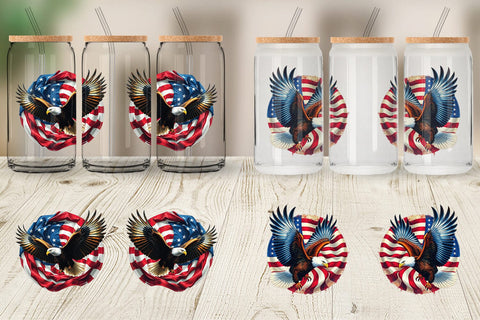 Glass Can Eagle 4th of July Sublimation artnoy 