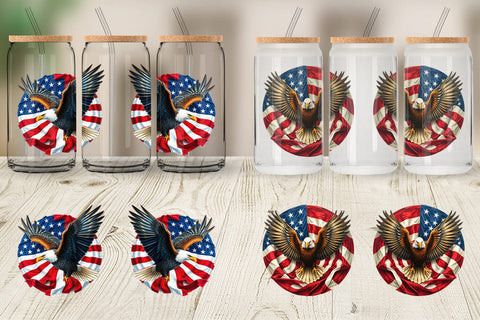 Glass Can Eagle 4th of July Sublimation artnoy 