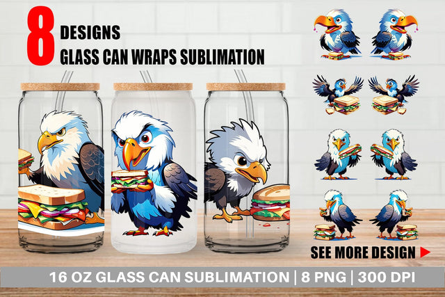 Glass Can Eagle with Sandwich Sublimation artnoy 