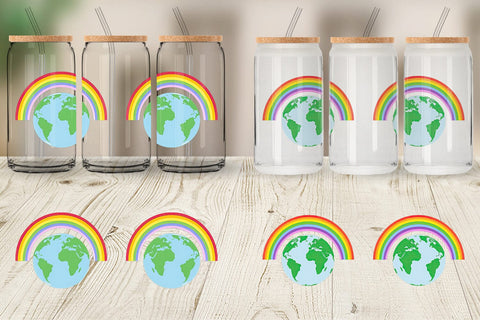 Glass Can Earth with a Rainbow Sublimation artnoy 