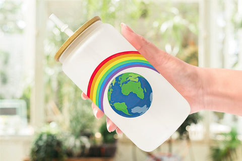 Glass Can Earth with a Rainbow Sublimation artnoy 