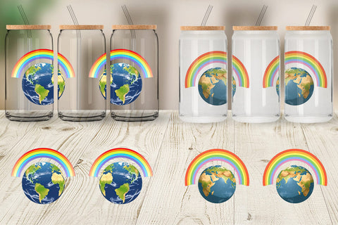 Glass Can Earth with a Rainbow Sublimation artnoy 
